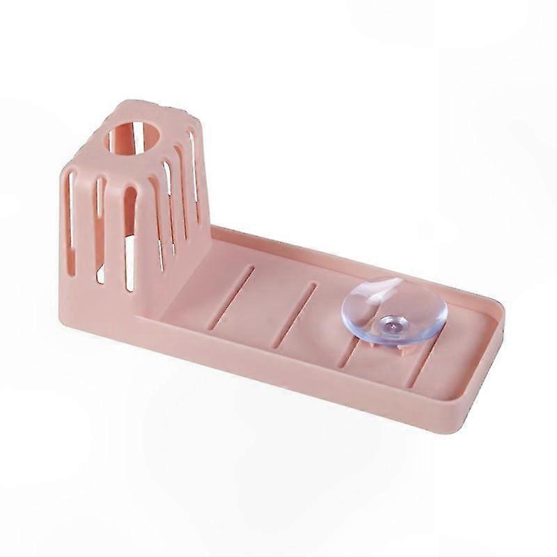 Pink Sink Organizer with Suction Cup for Cleaning Tools and Utensils Storage Rack