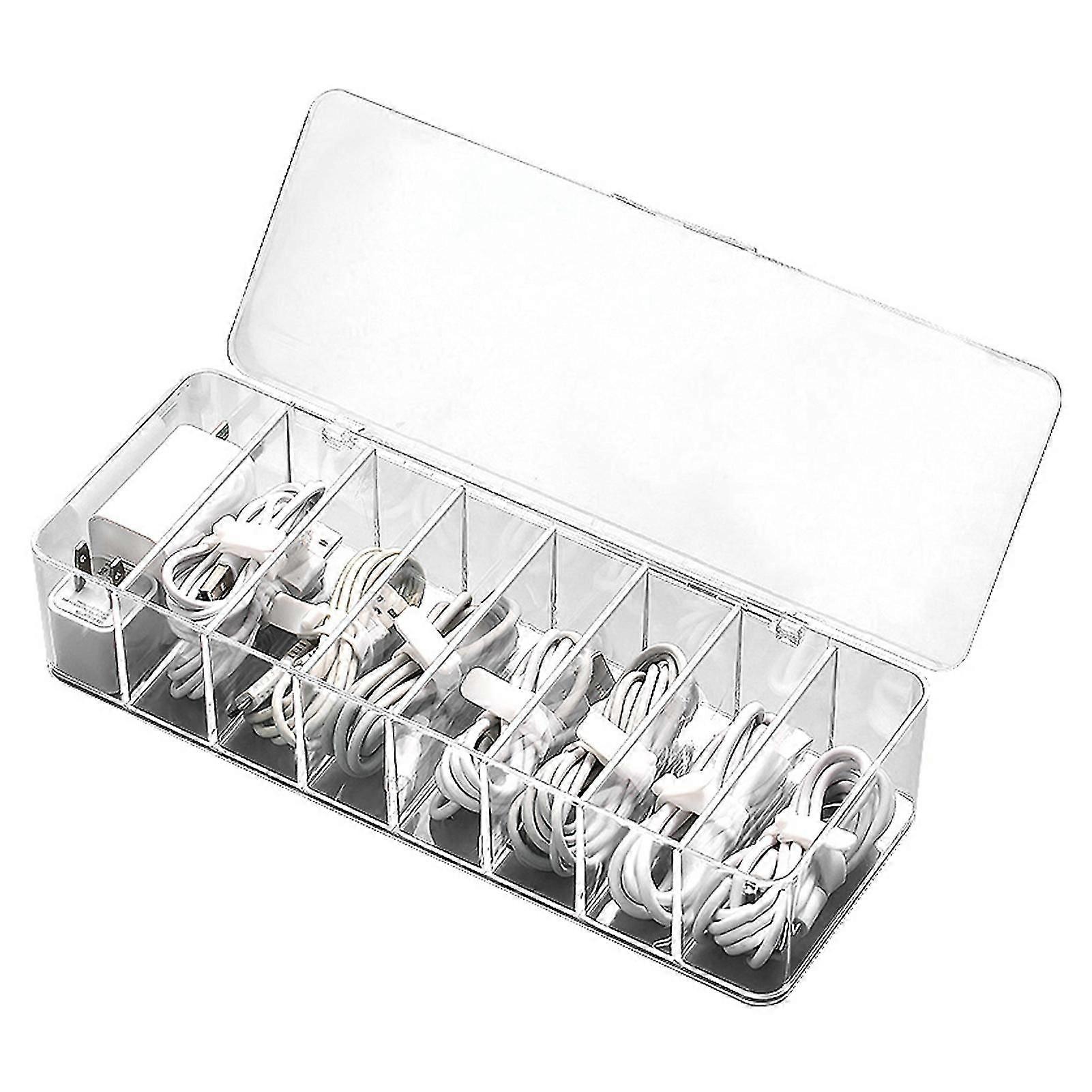 Cable Storage Box Multi-grid Dust-proof Plastic Power Strip Wire Case For Home