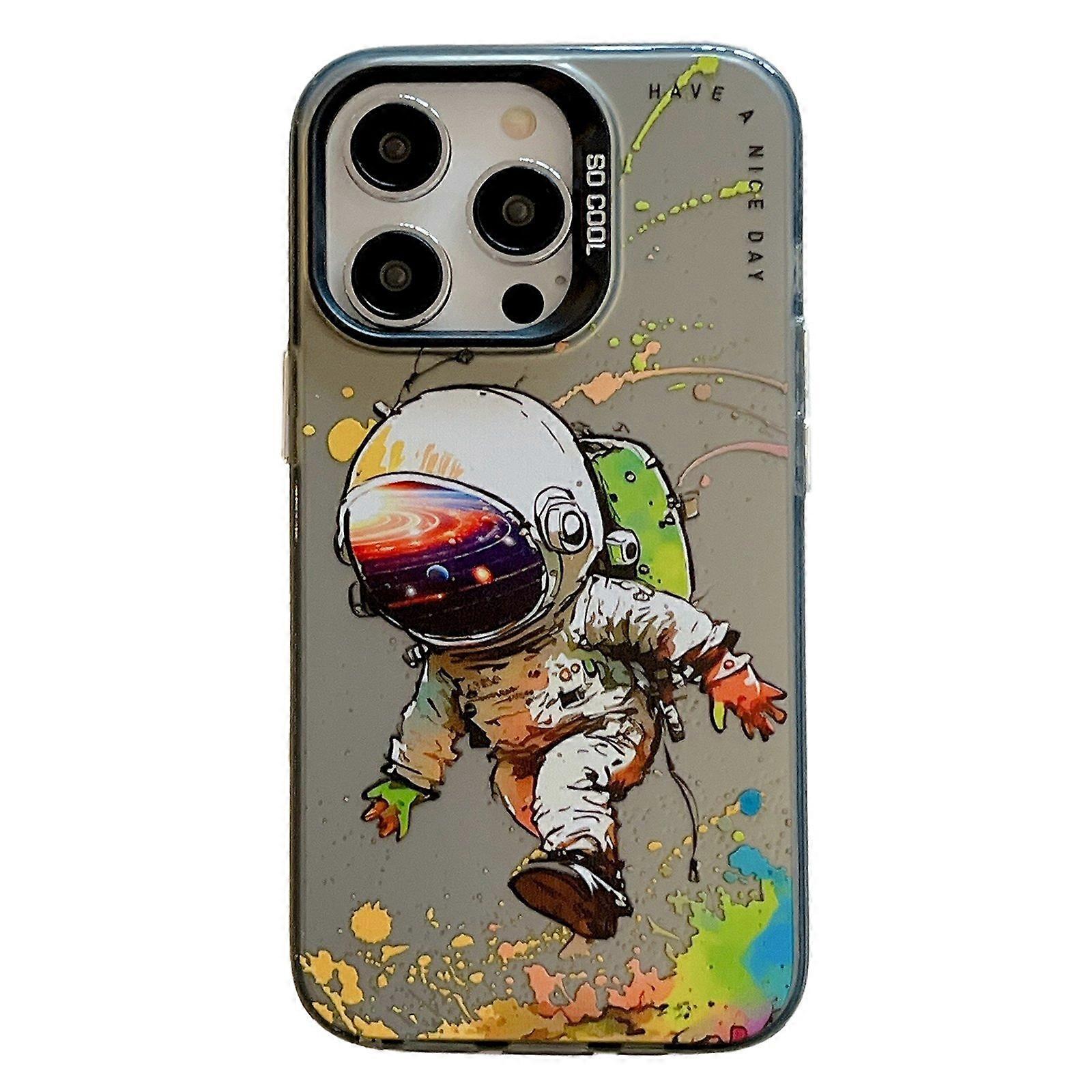 For iPhone 15 Pro Max PC+TPU Phone Cover Animal Pattern Printed Graffiti Case