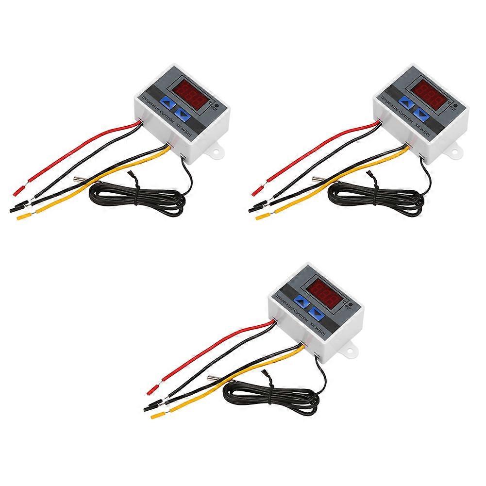 3X 220V Digital LED Temperature Controller 10A Thermostat Control with Switch Digital Display Incubation Controller