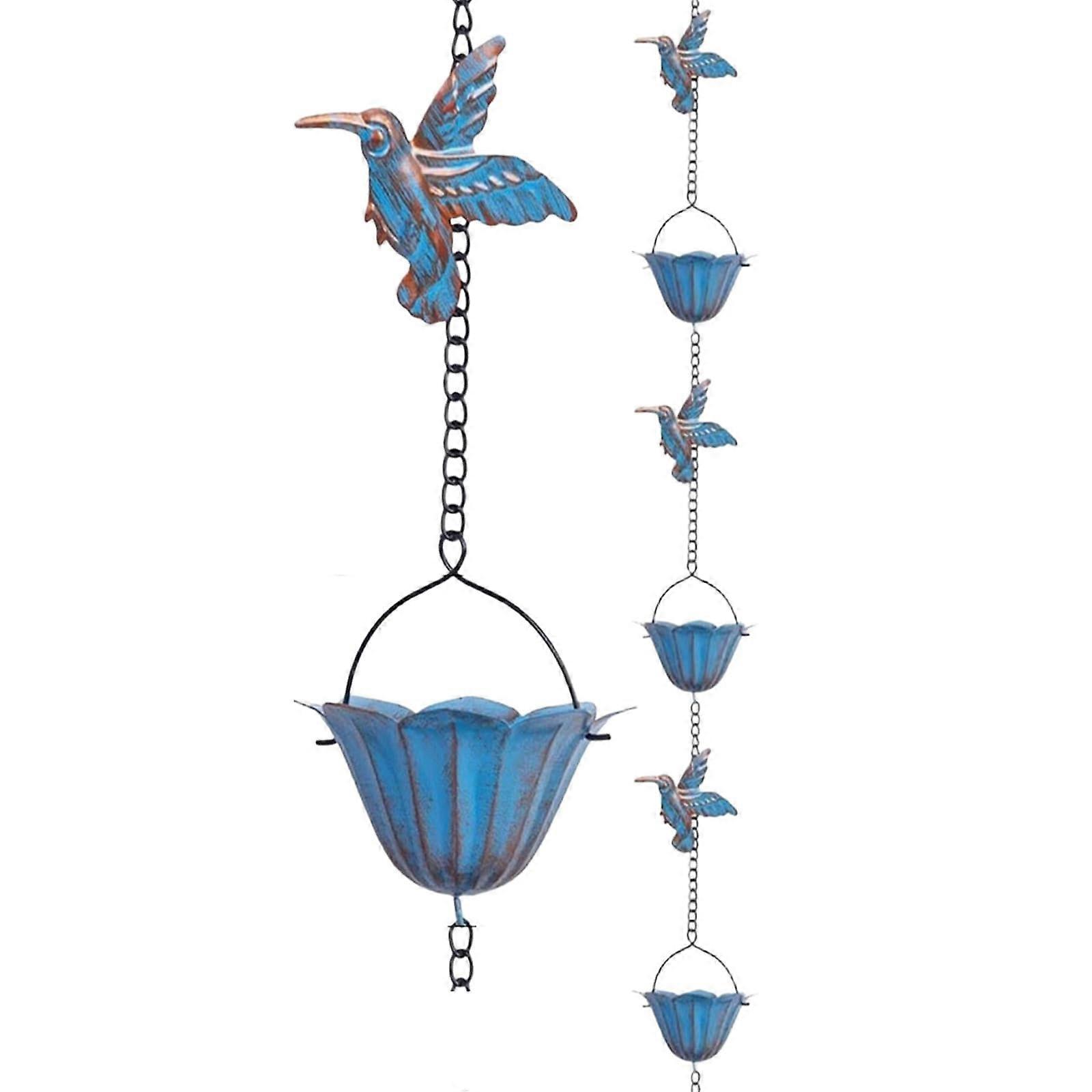 Gutter Rain Chain 8.85ft Adjustable Rustproof Metal with 10 Cups for Downspout Replacement