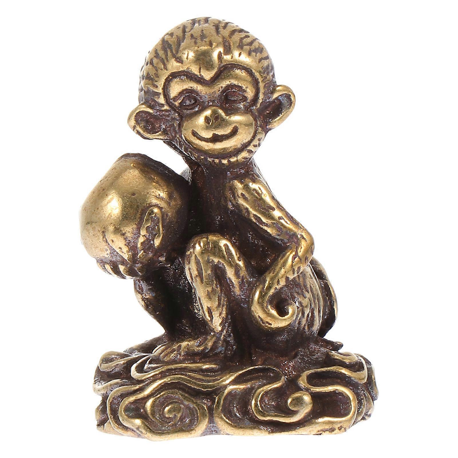 Copper Monkey Shape Ornament for Decoration 1Pcs Golden Desktop Statue