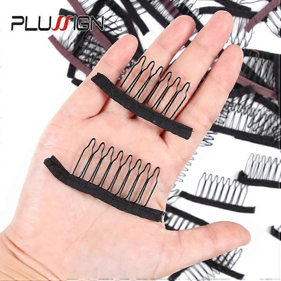12pcs Comfortable Black Lace Wig Clips Durable Steel Polyester Combs For Hair