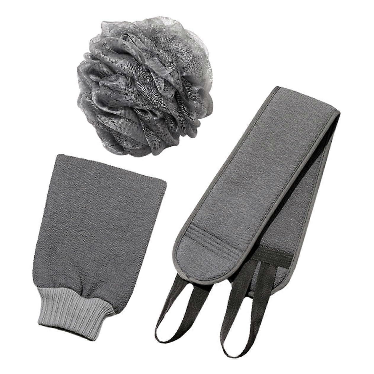 Bath Scrubber Set with DualSided Back Scrubber and Comfortable Bath Gloves for Gentle Exfoliation