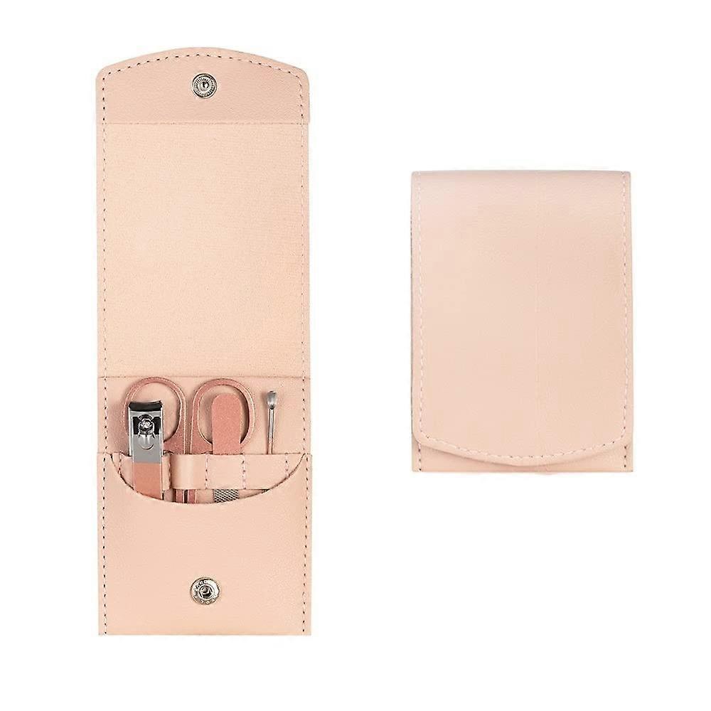 4pcs Stainless Steel Manicure Pedicure Set with Rustproof Sharp Clippers and Leather Case