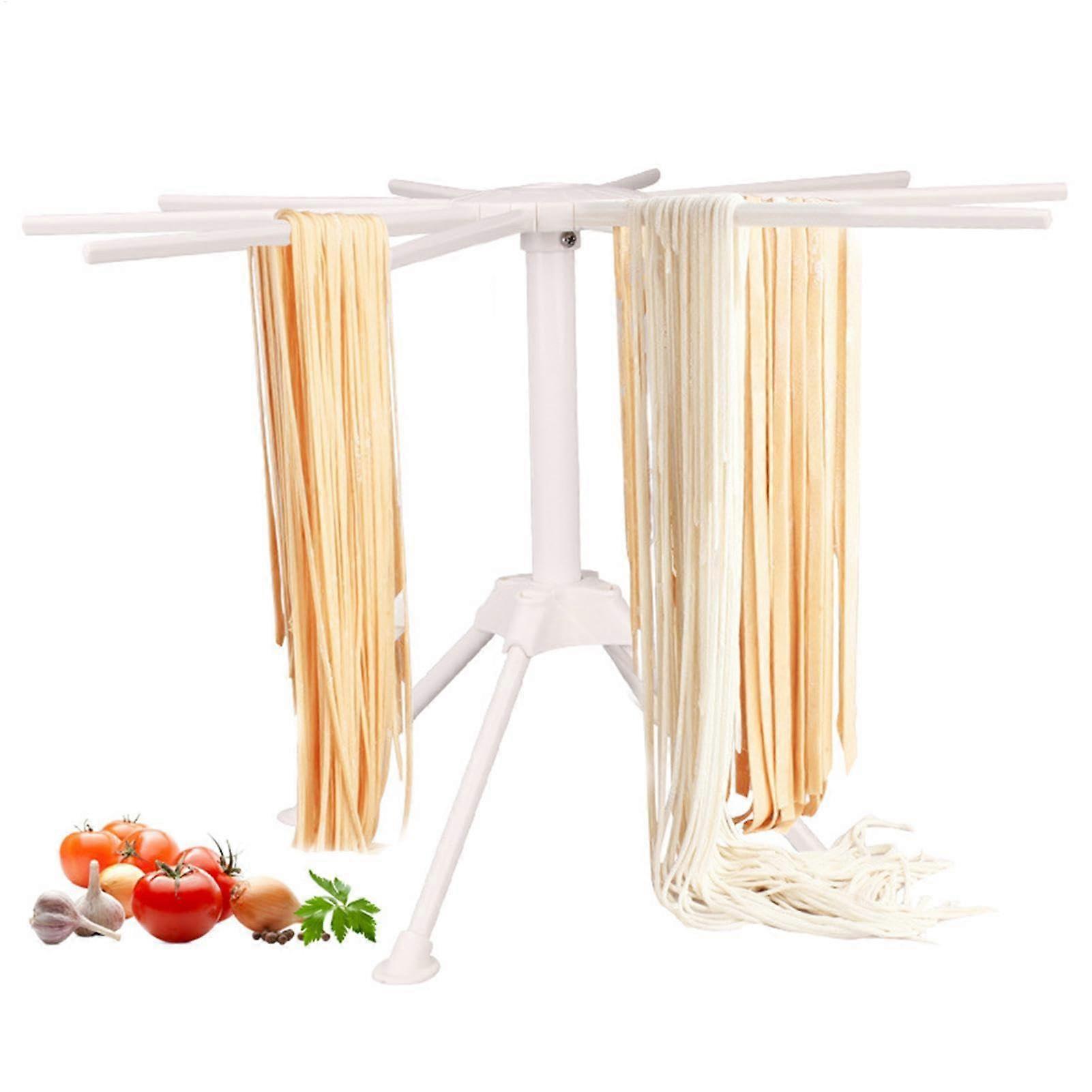 Foldable Pasta Drying Rack with 10 Adjustable Arms and Stable Base for Homemade Spaghetti