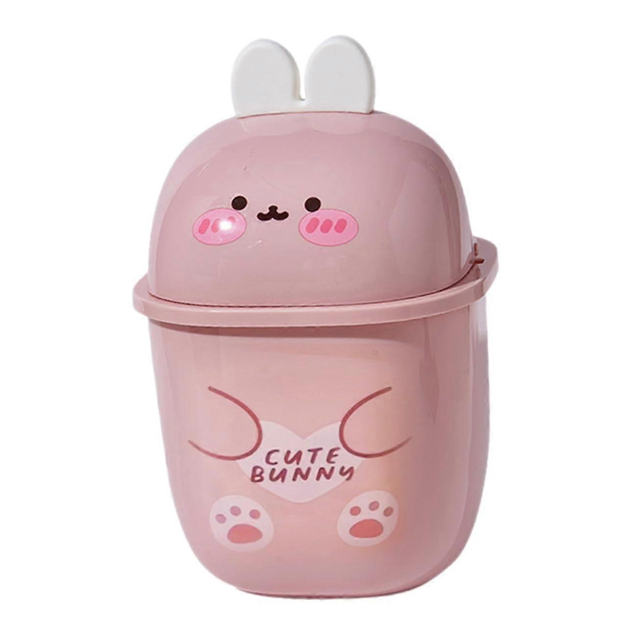 Mini Cartoon Bunny Desktop Trash Can with OdorBlocking Lid Small Garbage Bin for Office Bedroom