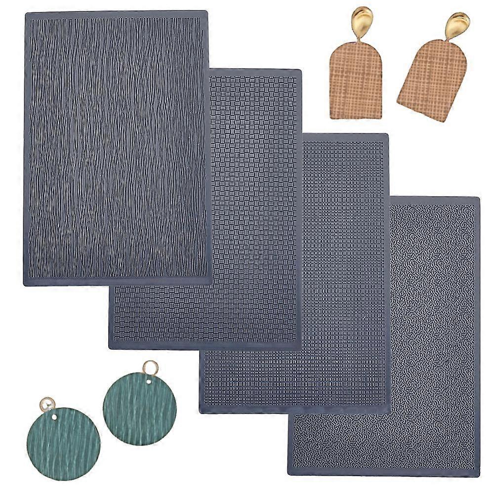 4pcs Polymer Clay Texture Sheets Set Texture Sheets Polymer Clay Works with Polymer Clay Cutter Effect as Polymer Clay Texture Roller Plaid Stripe for