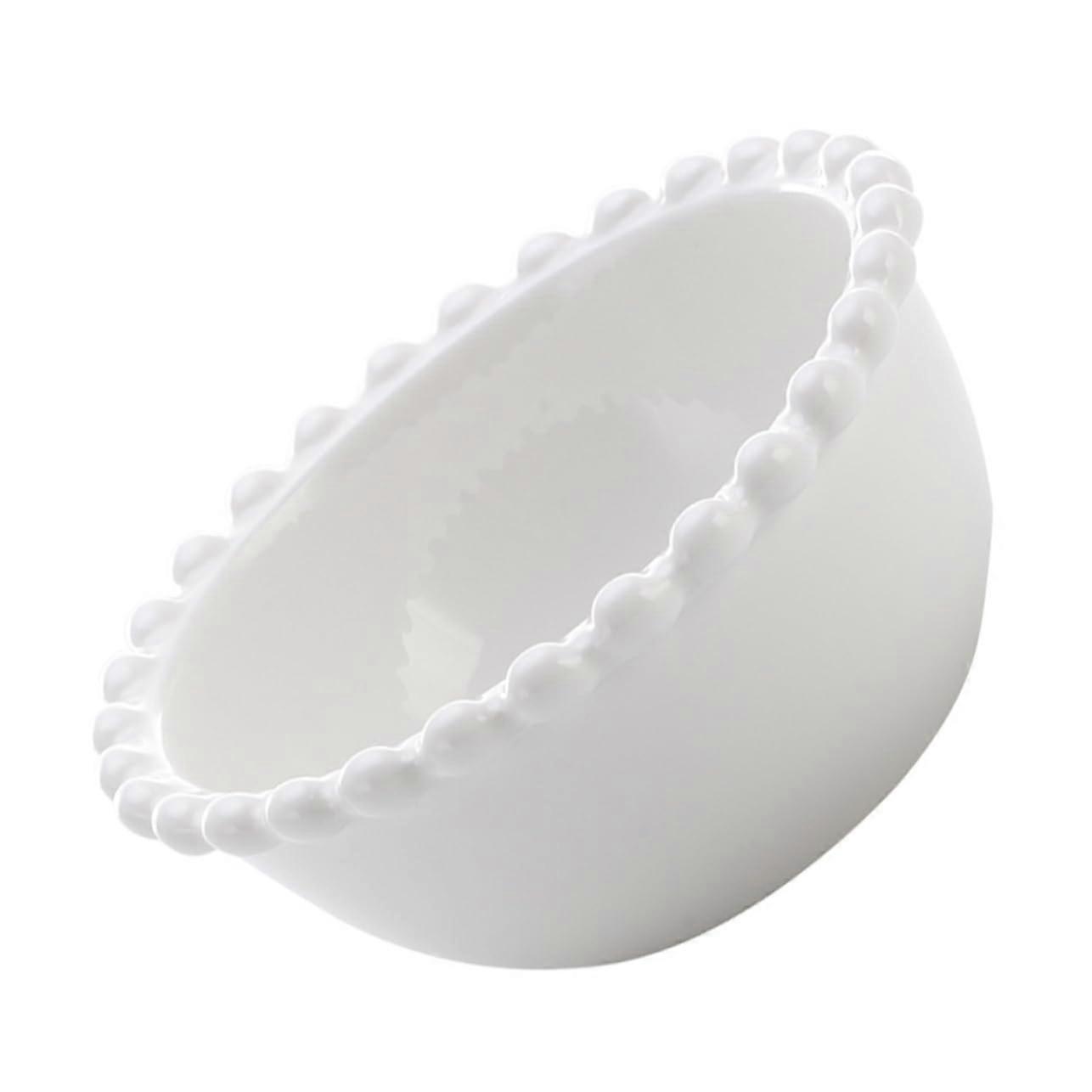 Pearl Ceramic Dessert Bowl with Flat Bottom for Elegant Table Setting and Special Occasions