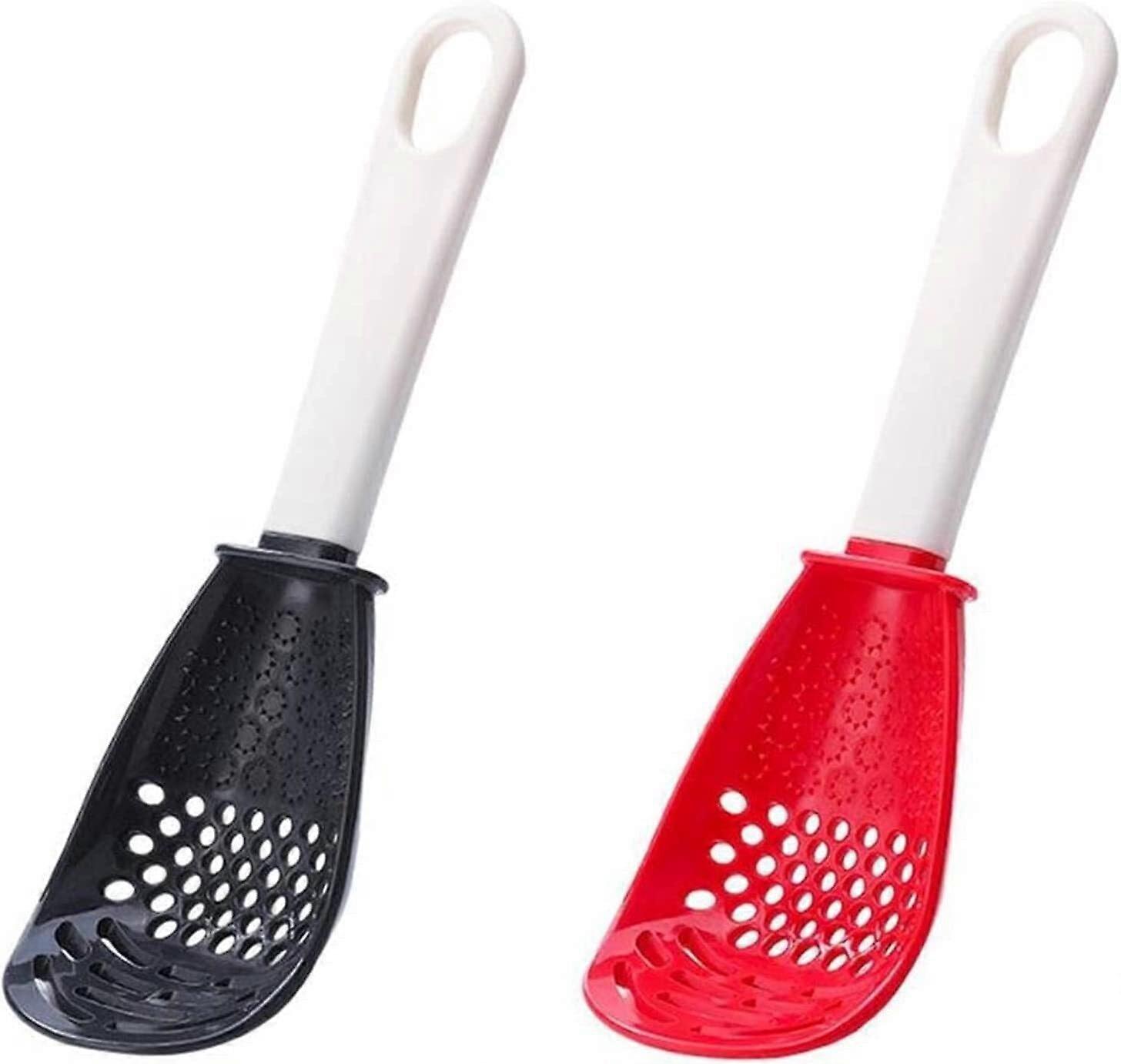 2Pcs Heat Resistant Kitchen Skimmer Spoon Set, Multifunctional Plastic Colander for Cooking Red