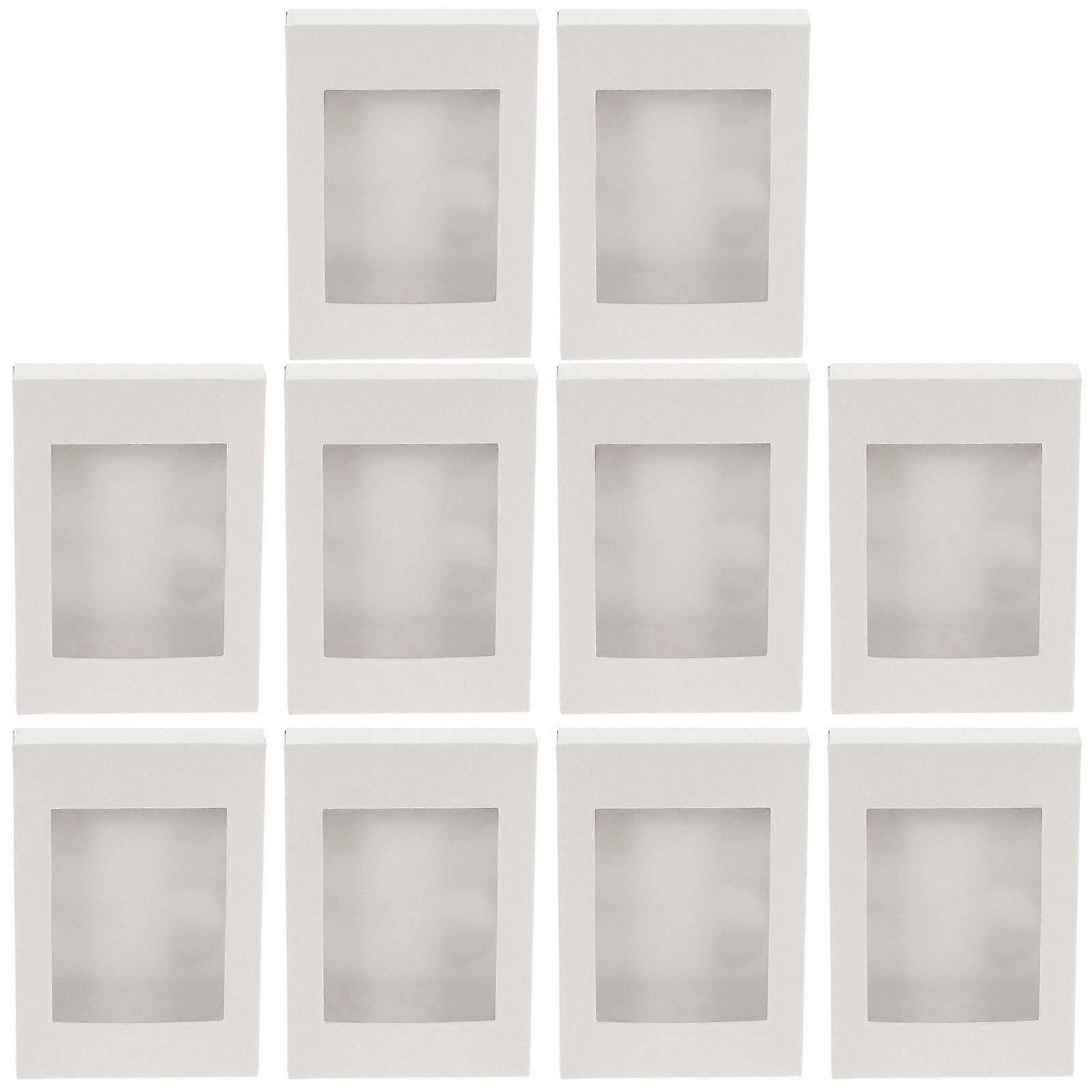 10Pcs Kraft Gift Boxes Cookie Cake Boxes Craft Storage Boxes with Clear Window