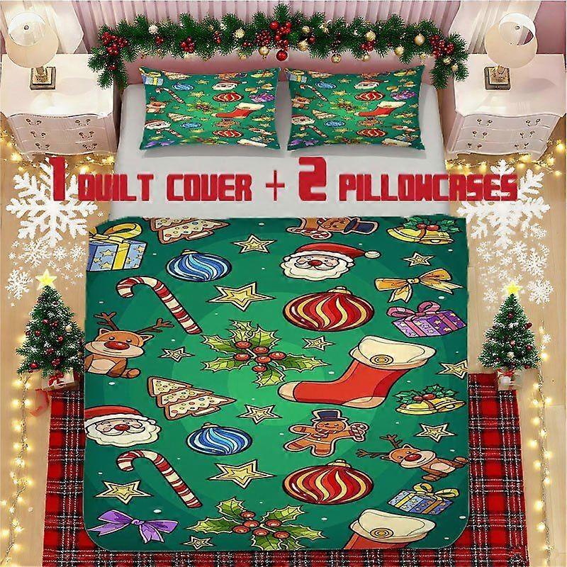 Christmas Elements Soft Printed Bedding Set Polyester Fabric Decorative & Warm