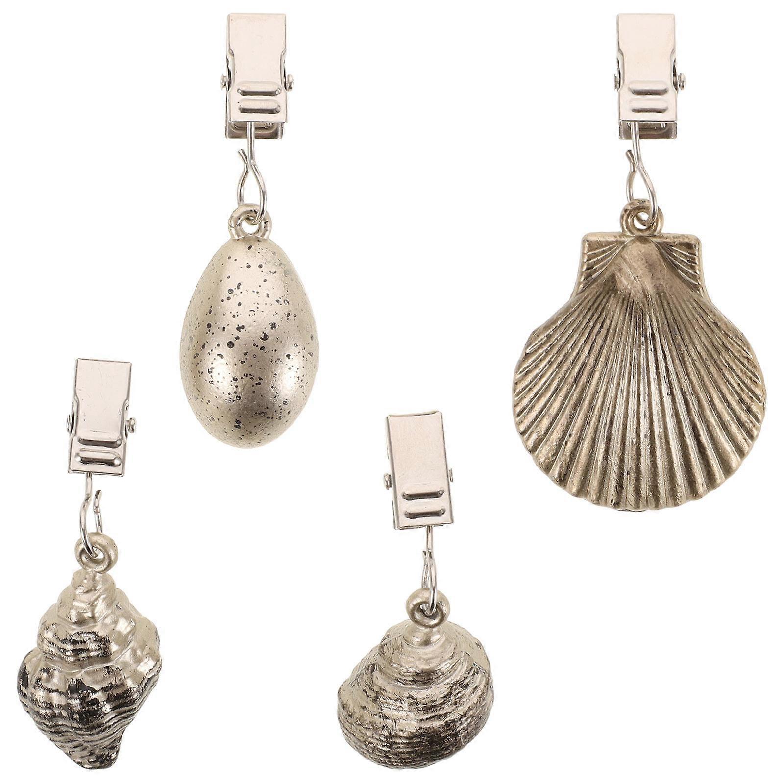 Assorted Color Tablecloth Weights for Decoration 4Pcs Zinc Alloy Shell Pendant