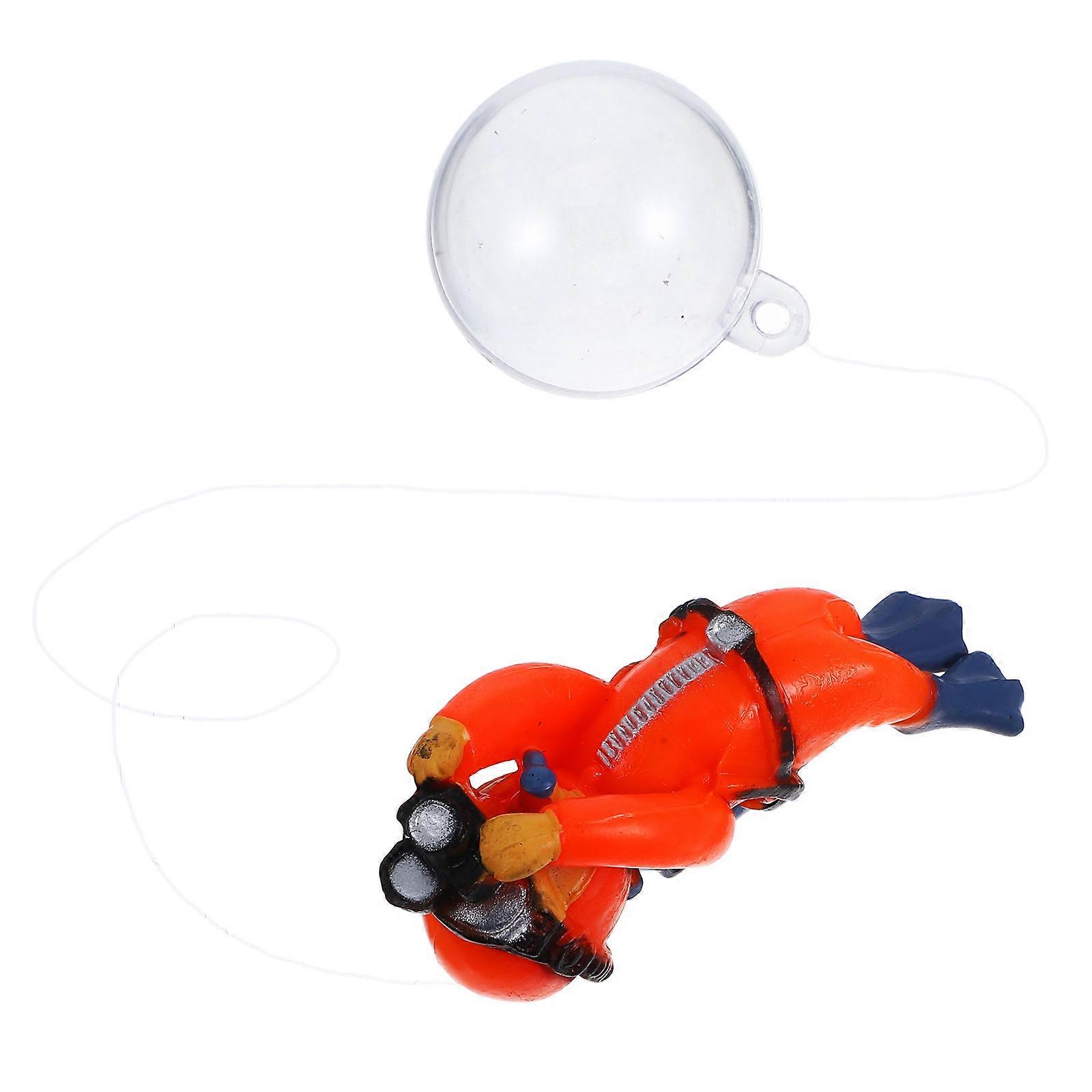 Orange PVC Small Diver Decor for Fish Tank Decoration Mini Floating Diver