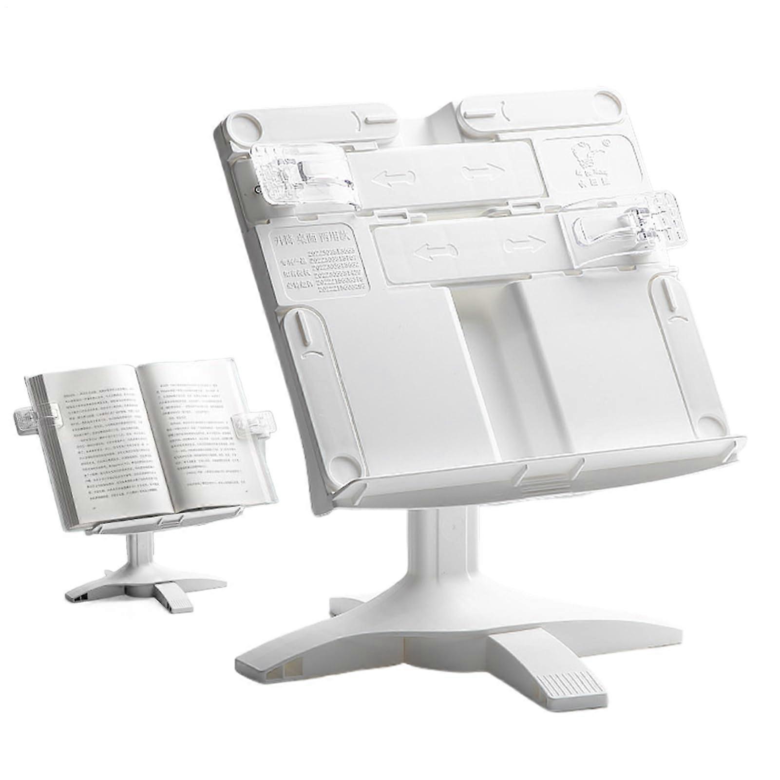 Adjustable Book Stand with HeightAdjustable Rotation, Foldable Base, Ergonomic Design, White