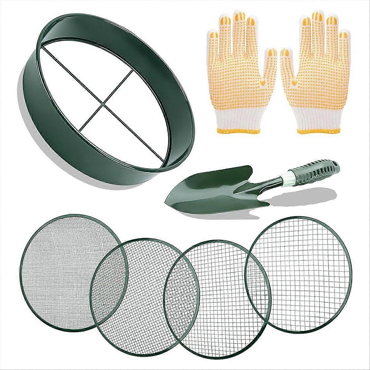 Soil Sieve Sifter Set with 4 Interchangeable Mesh