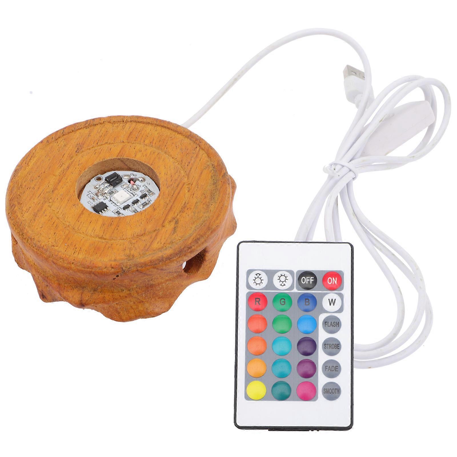 Wooden LED Light Base for Decor Crystal Sphere Display Stand