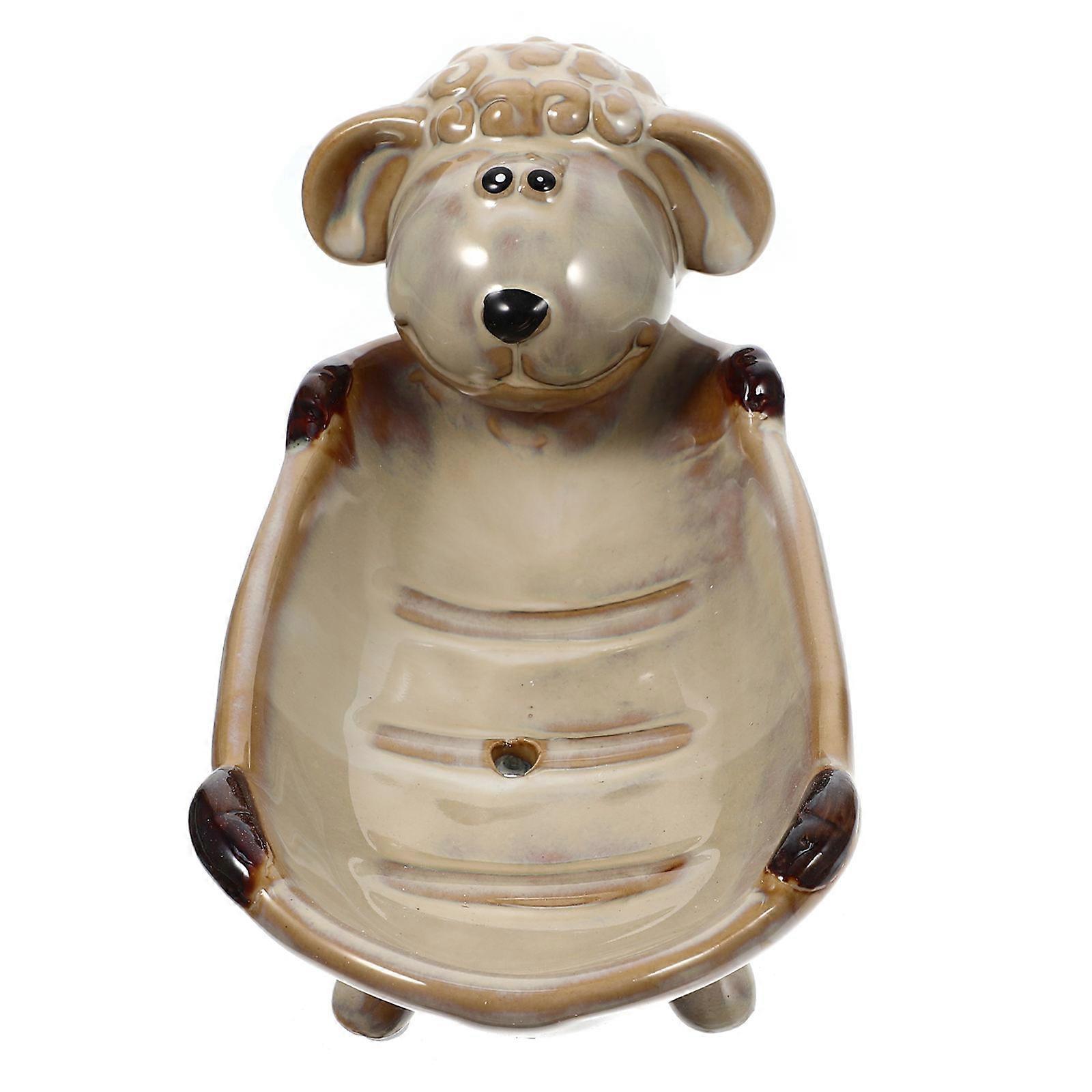 Animals Soap Tray for Storage 2Pcs Ceramic Soap Dish with Key Holder