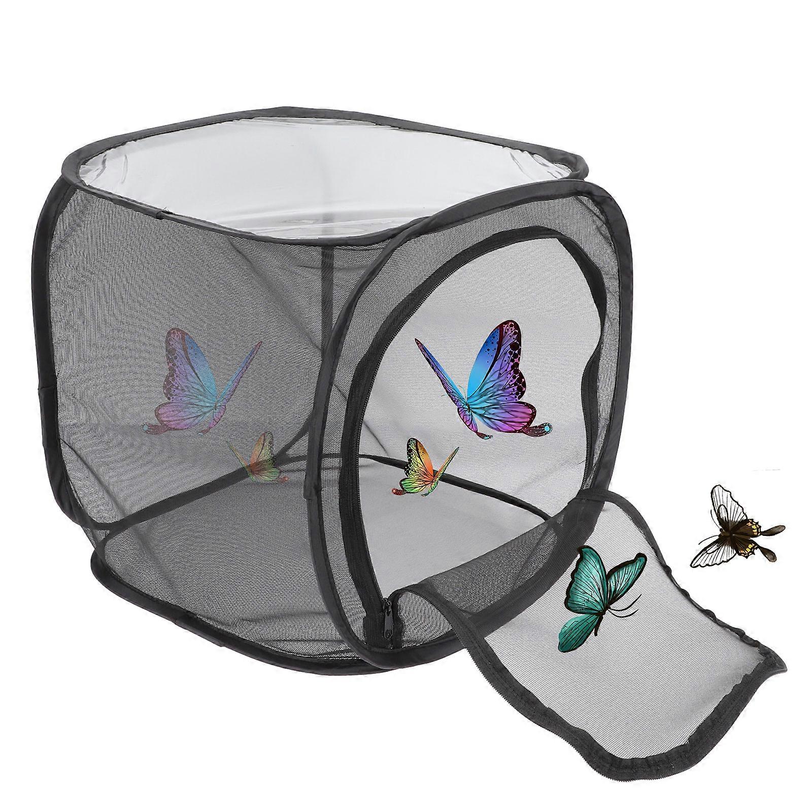 Breathable Observation Cage Breeding Cage for Insect Use 2Pcs Black