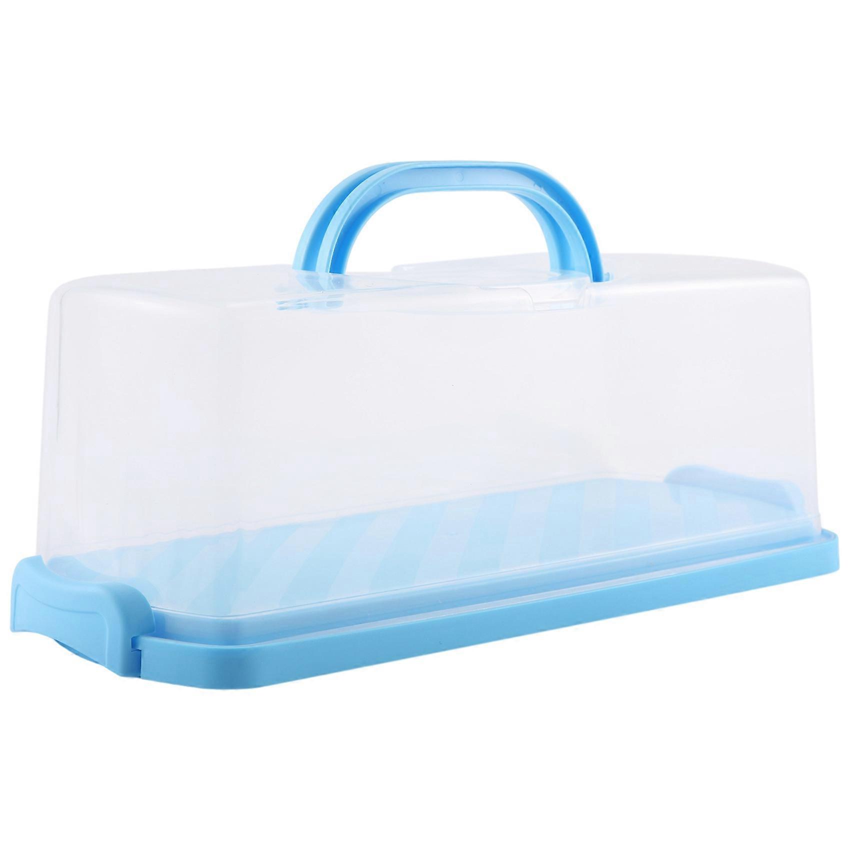 Portable Bread Box with Handle Loaf Cake Container Plastic Rectangular Food Storage Keeper Carrier