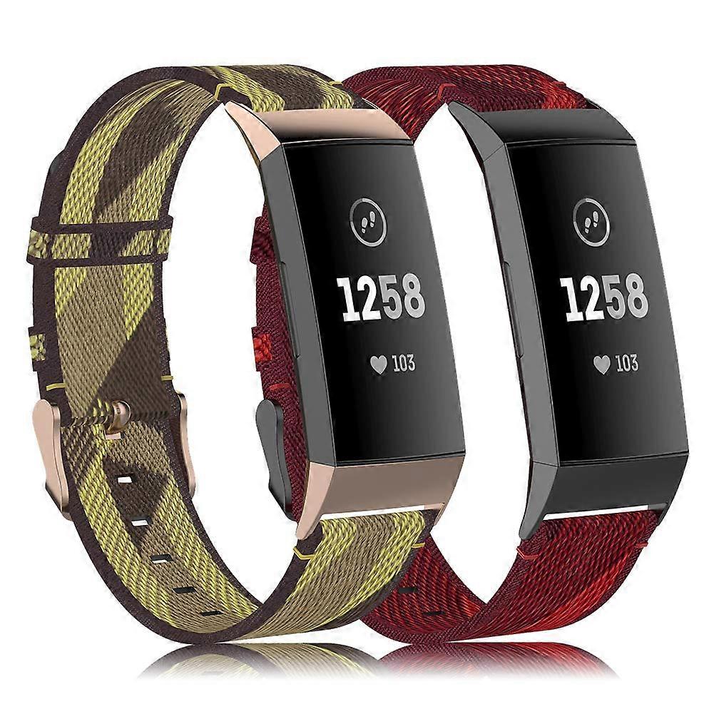 2 Pack Soft Fabric Breathable Adjustable Replacement Wrist Straps for Fitbit Charge 4 and 3