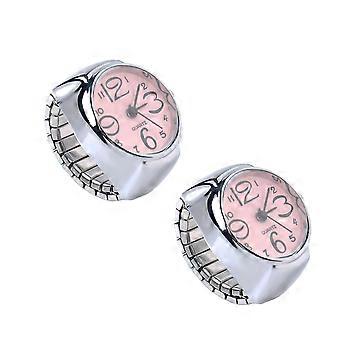 Kreative Ringuhren für Paare, Quarzuhren mit Zeitanzeige, 2 Stück, Rosa