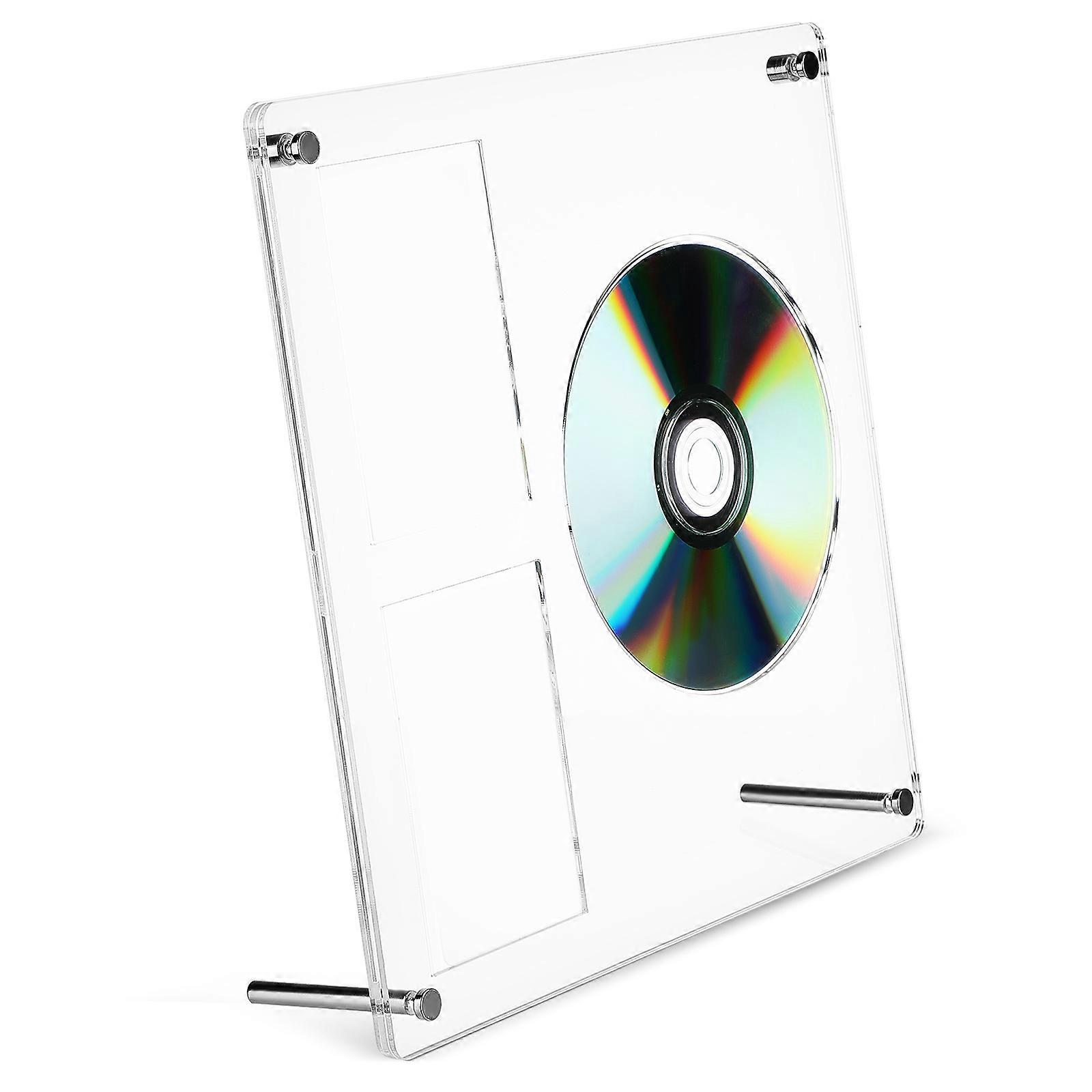 Cd Frame Display Stand for Tabletop with 2Pcs Clear Acrylic Holders