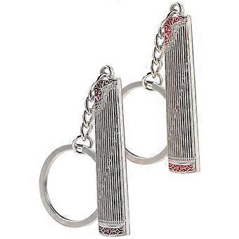 Guzheng Keychain Instrument Pendant for Decoration Made of Alloy 2Pcs