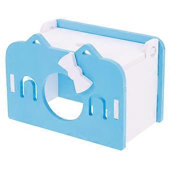 Hamsterhuisje van hout, nestkast voor kleine dieren, 2 stuks, blauw, bewegingsspeelgoed