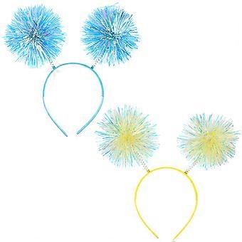 Foil Strips Headband Circular Hair Loop for Birthday Celebration Women Girls Assorted Color Pet Hair Accessory 2Pcs