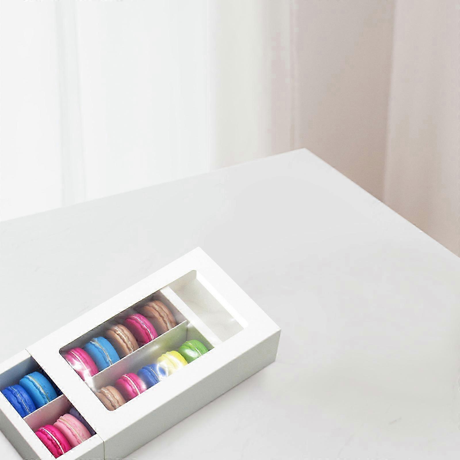 Macaron Packaging Box Paper Macaron Boxes for Storage 10Pcs White Window