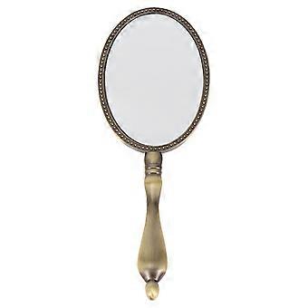 Retro håndholdt kompakt spejl bærbart metal makeup spejl til hjemmerejser
