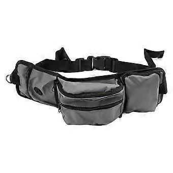 Dog Training Waist Bag Large Capacity Reflective Puppy Treat Waist Pouch with Bottle Holder Poop Bag Dispenser Gray