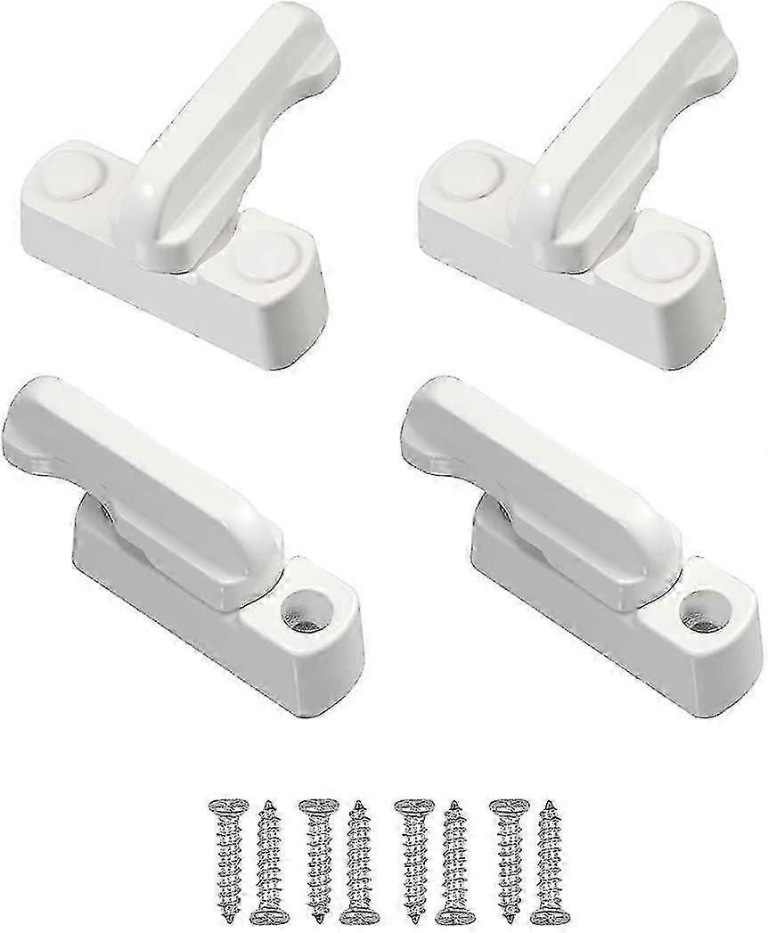 4pcs Security Locks, Window Rotation Limiter With Screws, White Window Locks