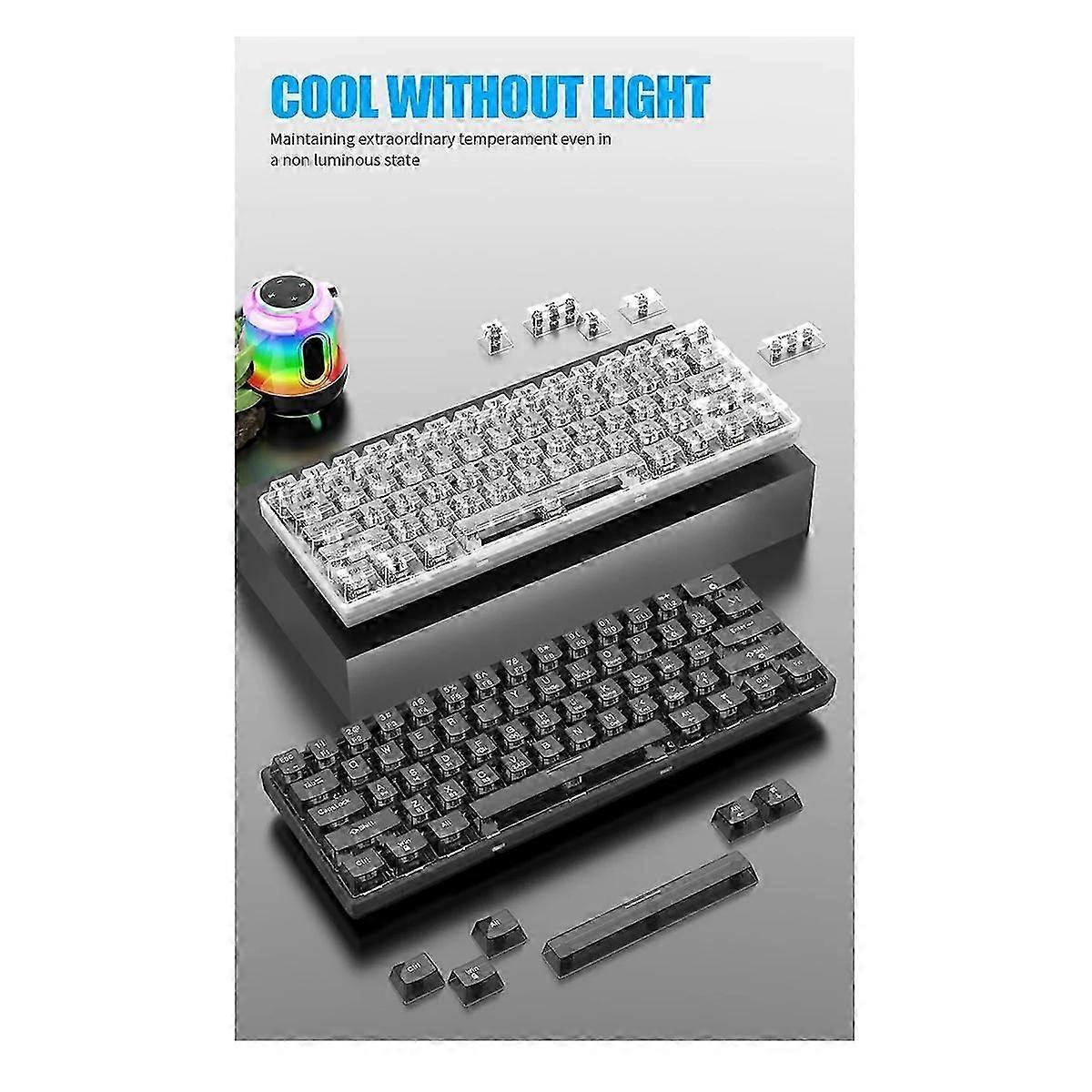 K30Pro Wireless Bluetooth Transparent Keyboard 3-Mode -Black