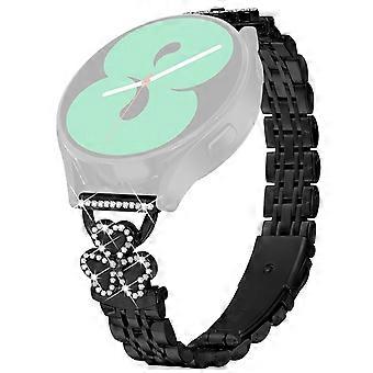 Pulseira metálica eletroplaqueada com trevo em forma de coração para relógios Huami Amazfit Active/ GTR Mini/ Bip 3/ 3 Pro/ GTS 4 Mini, com design brilhante de 7 contas.