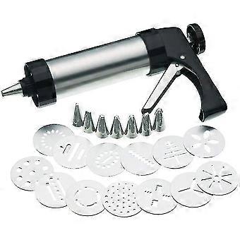 22-teiliges Set Multifunktions-Dekorationspistole aus Edelstahl, Handpresse Keksmaschine, DIY Backwerkzeuge