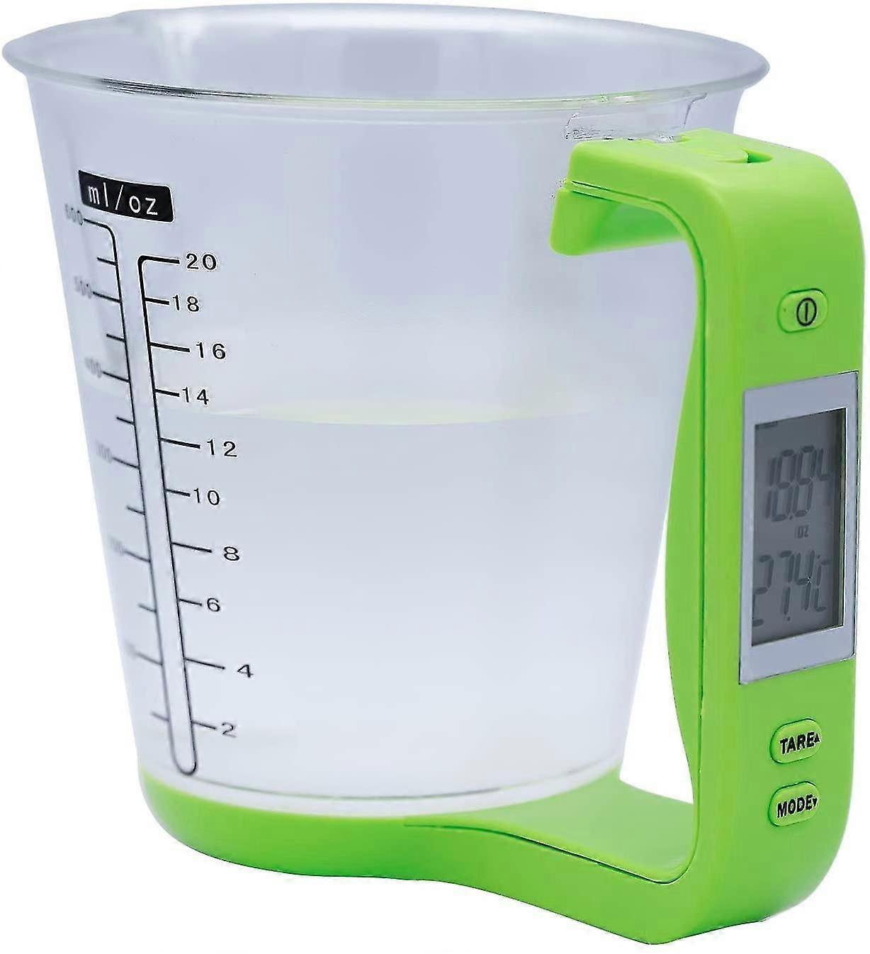 Digital Kitchen Scale And Measuring Cup With Black Lcd Display