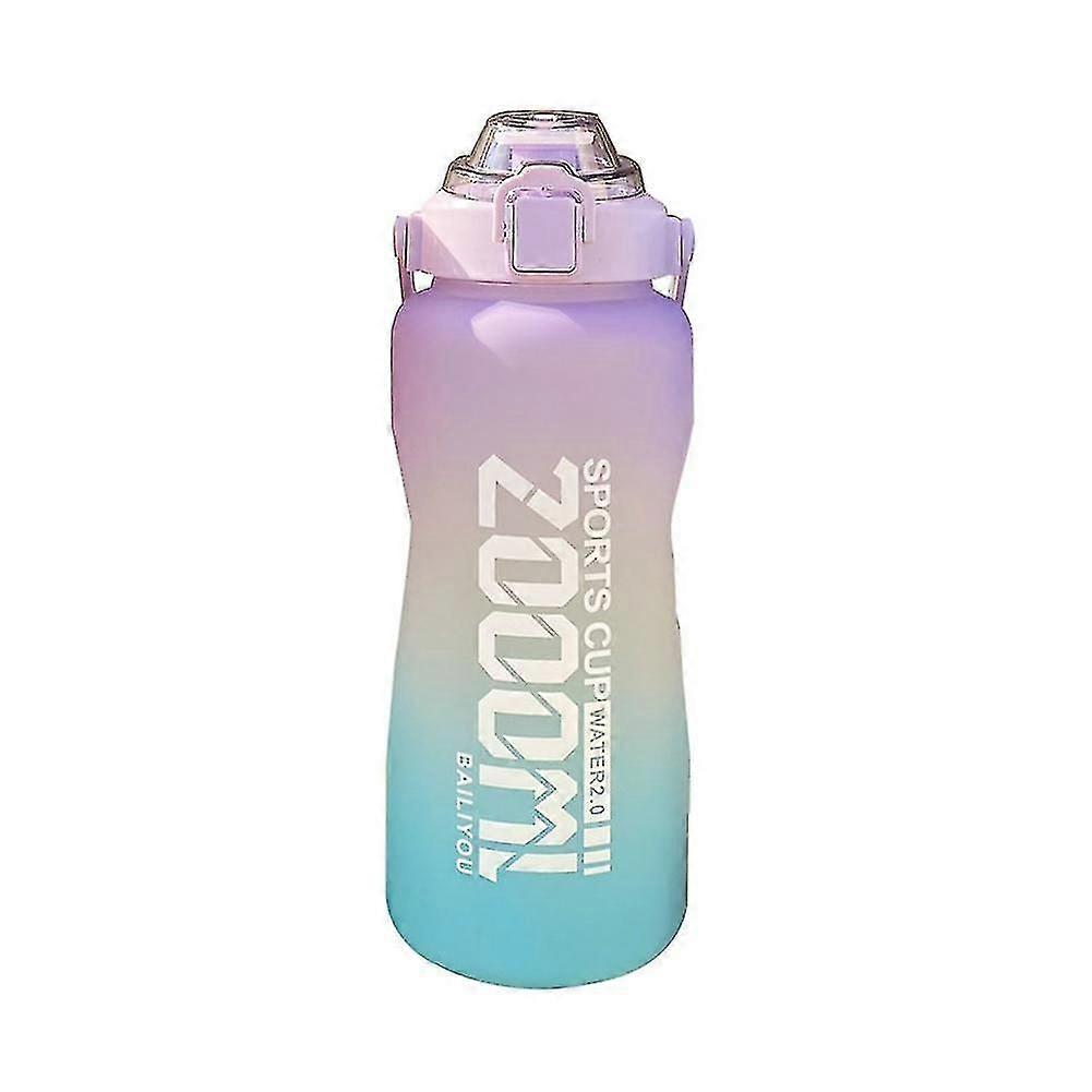 2000ml Large Water Bottle With Time Marker Portable Leakproof -a