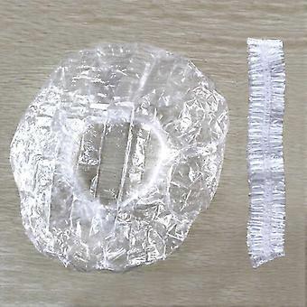 100 Stück transparente Einweg-Duschhauben, größere und dickere wasserdichte Duschhauben, Haarkappen aus Kunststoff für Damen, Spa, Heimgebrauch, Hotel und Friseursalon