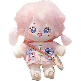 20cm Plush Doll Pink Hair Girl Naked Humanoid Stuffed Body no Attribute 8" Normal Body Wearable Clothing Dress Up Gifts (a-19-without Skeleton)