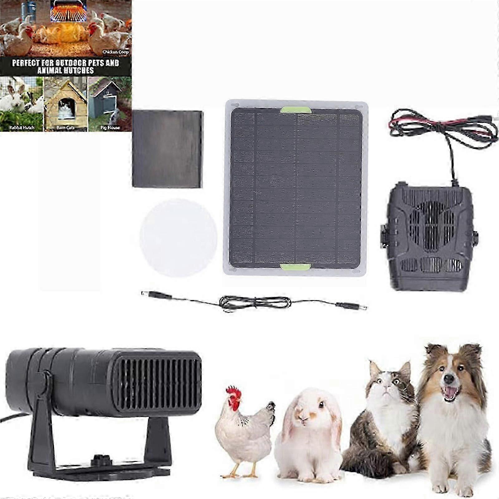 Dog House Heater with Solar Panel Drying Warm Wind Function for Poultry Coop