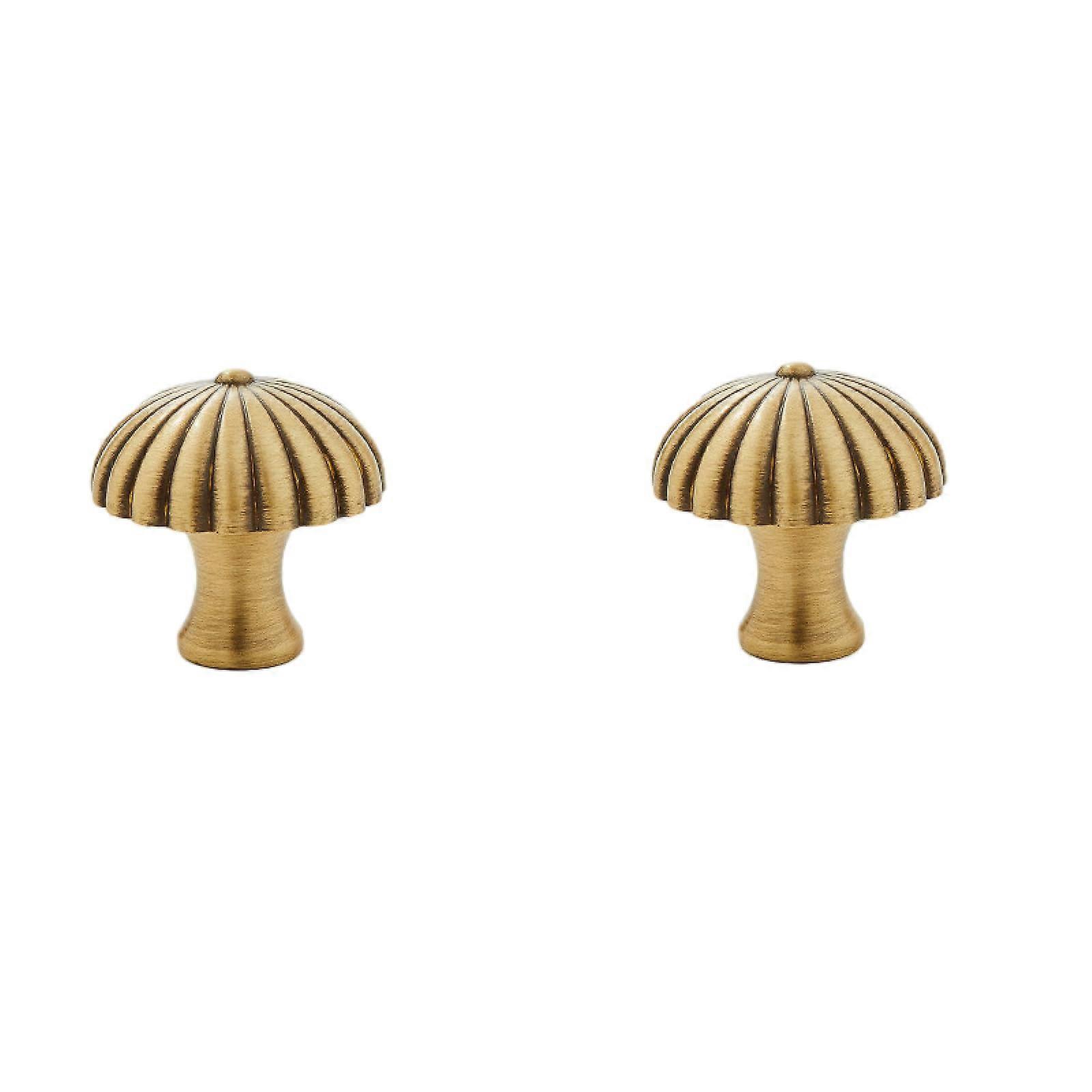 Solid Brass Cabinet Knobs and Gold Drawer Pulls 2 Pack, Satin Golden Finish, Easy SingleHole Install, 32mm Bronze
