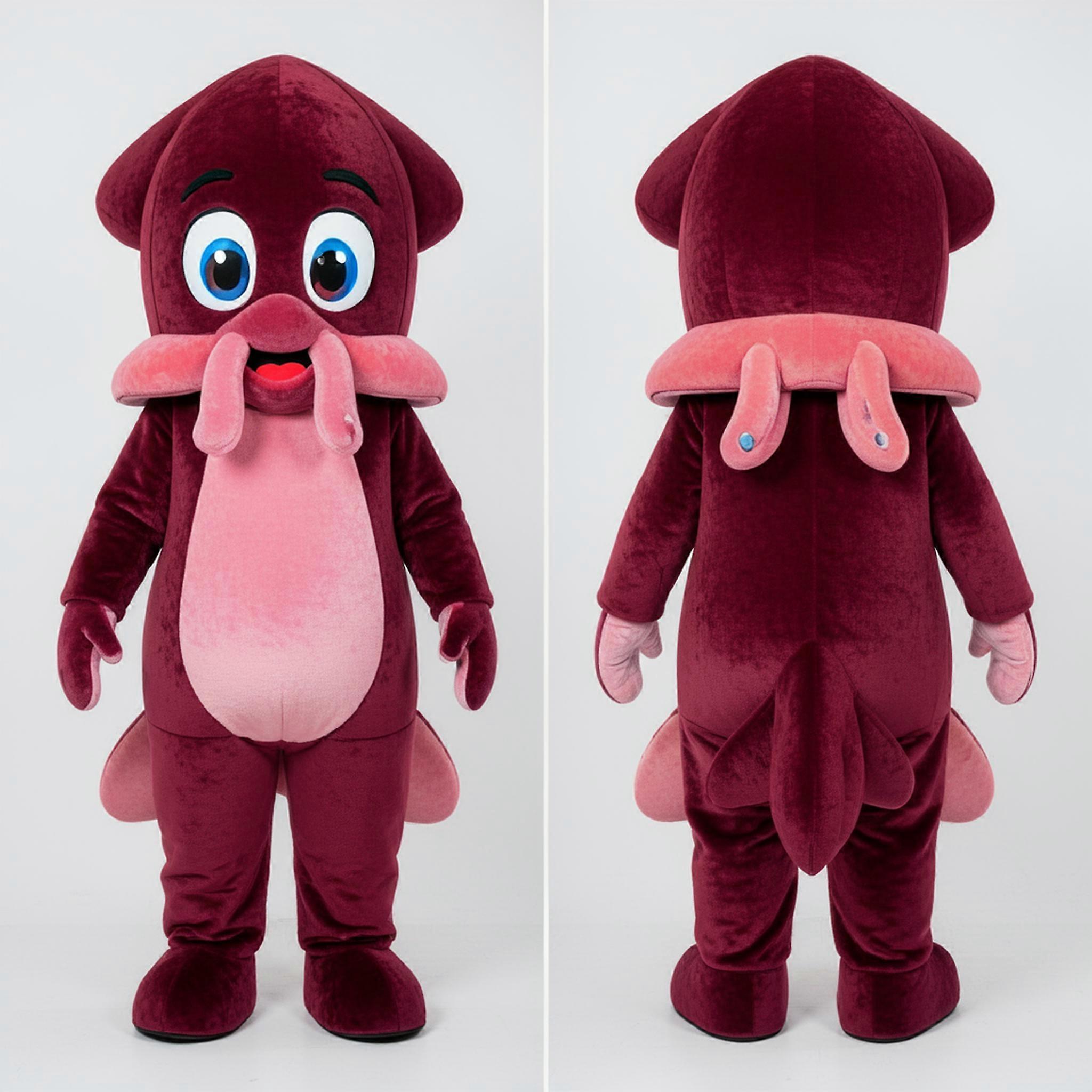 MASTICOT Maroon Cartoon Squid Mascot