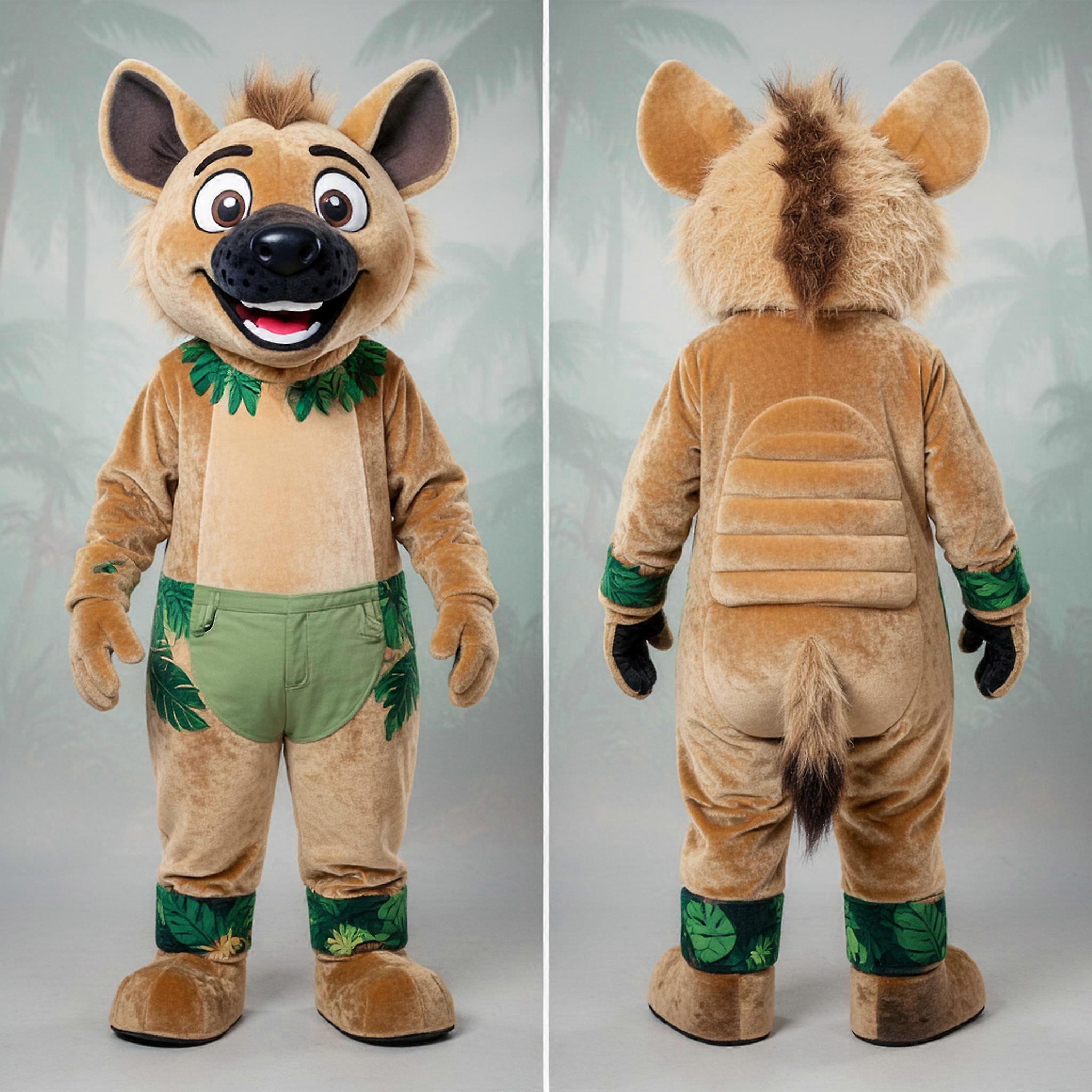 MASTICOT Tan Friendly Grinning Hyena Mascot