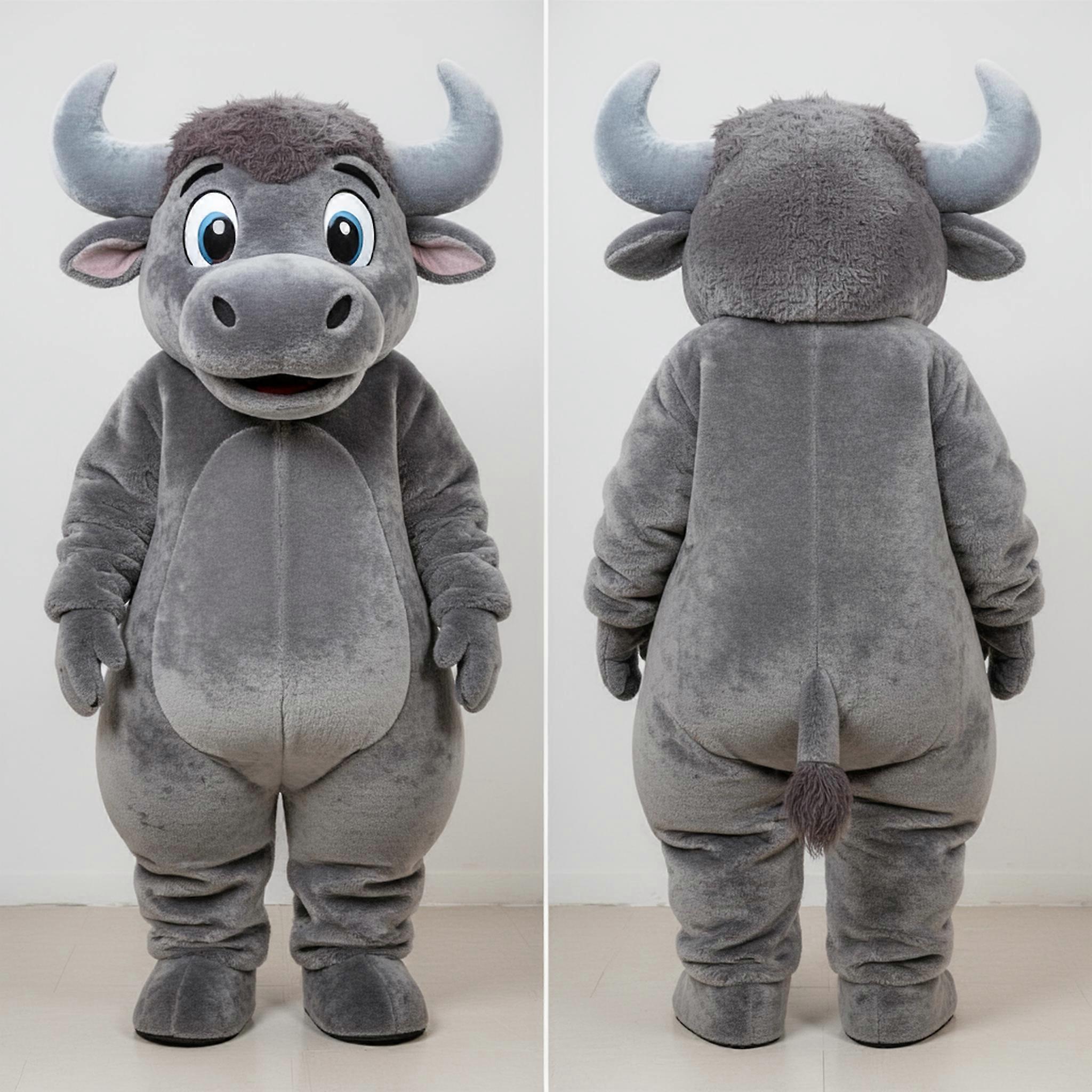 MASTICOT Gray Velvety Buffalo Mascot