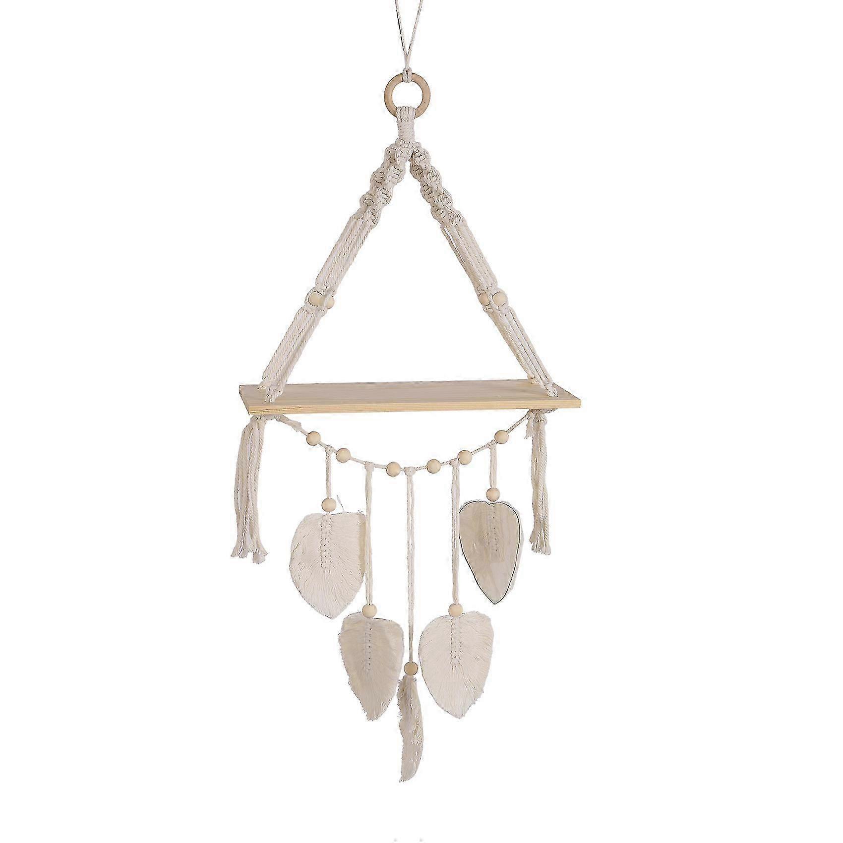 Boho-style wall shelf with floating leaf frame-SNNGV