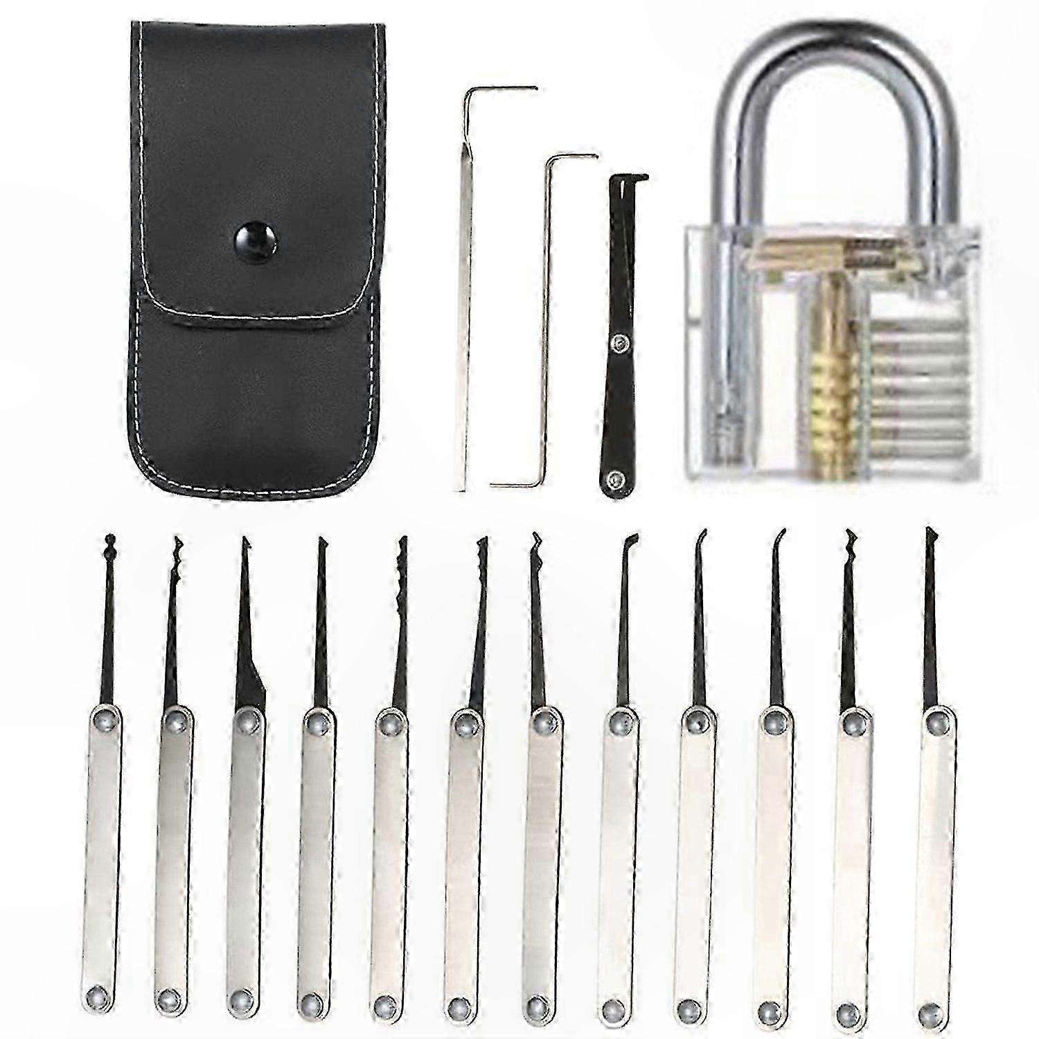 15-Piece Lock Pick Set compatible with Beginners - DIY Lockpicking Tool Kit