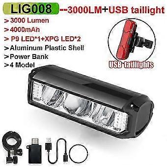 Luce anteriore per bicicletta 6000 lumen USB ricaricabile impermeabile Lampada MTB