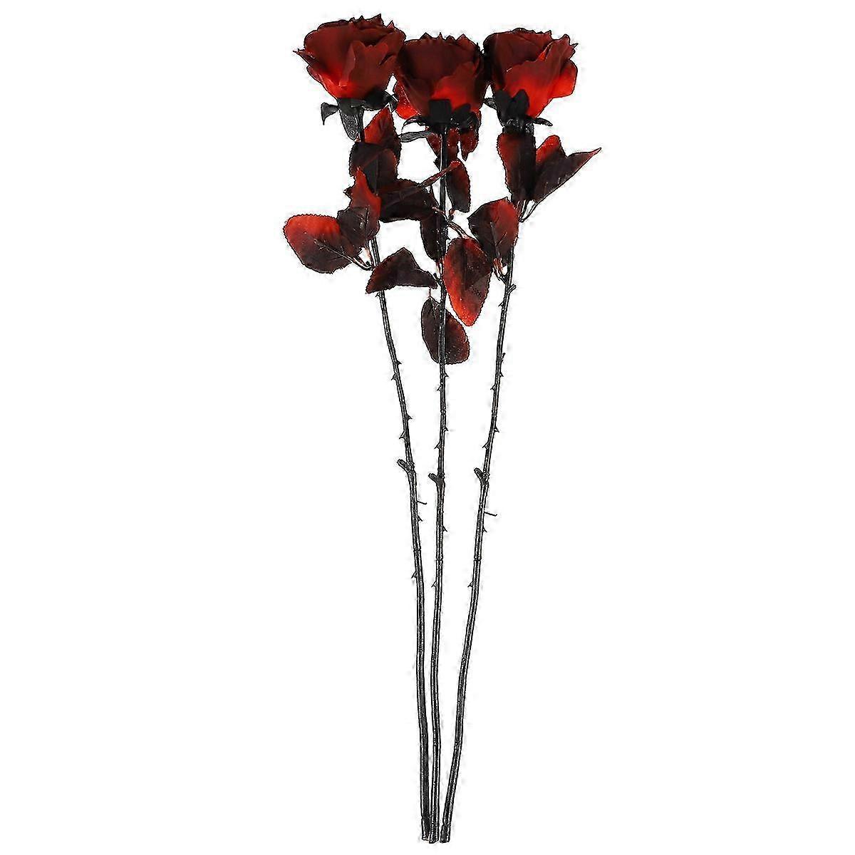 3Pcs Simulation Rose Prop for Halloween Wedding Decoration